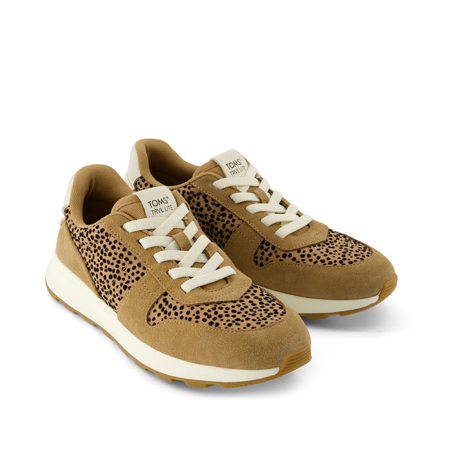 Toms TRVL LITE Retro Trainer - Water repellent Tan Mini Cheetah