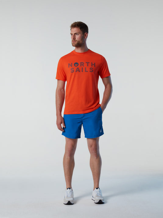 North Sails T-Shirt Line Print - Flame Orange