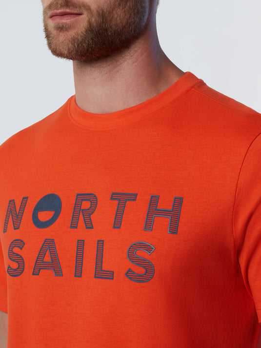 North Sails T-Shirt Line Print - Flame Orange