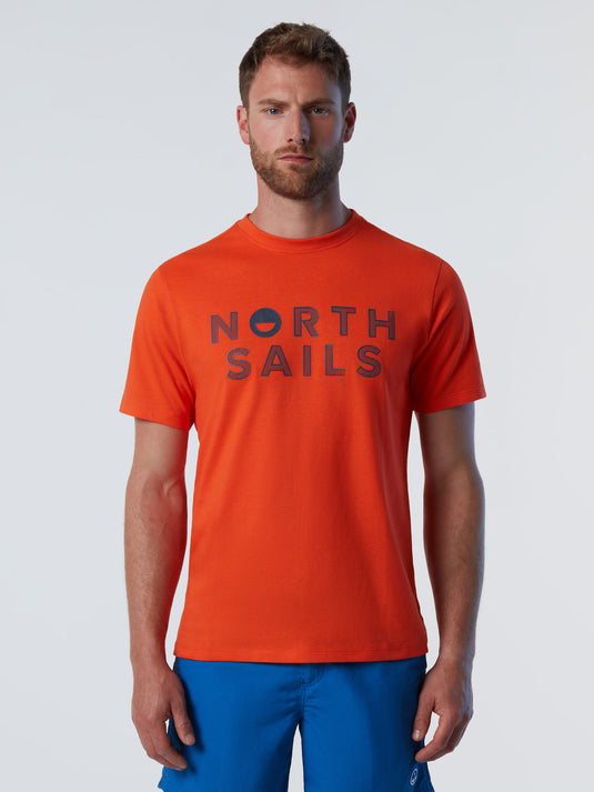 North Sails T-Shirt Line Print - Flame Orange