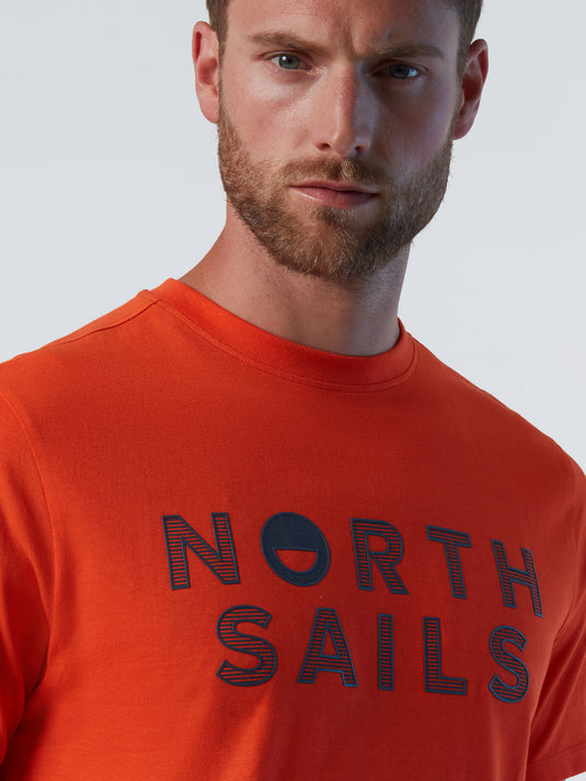 North Sails T-Shirt Line Print - Flame Orange