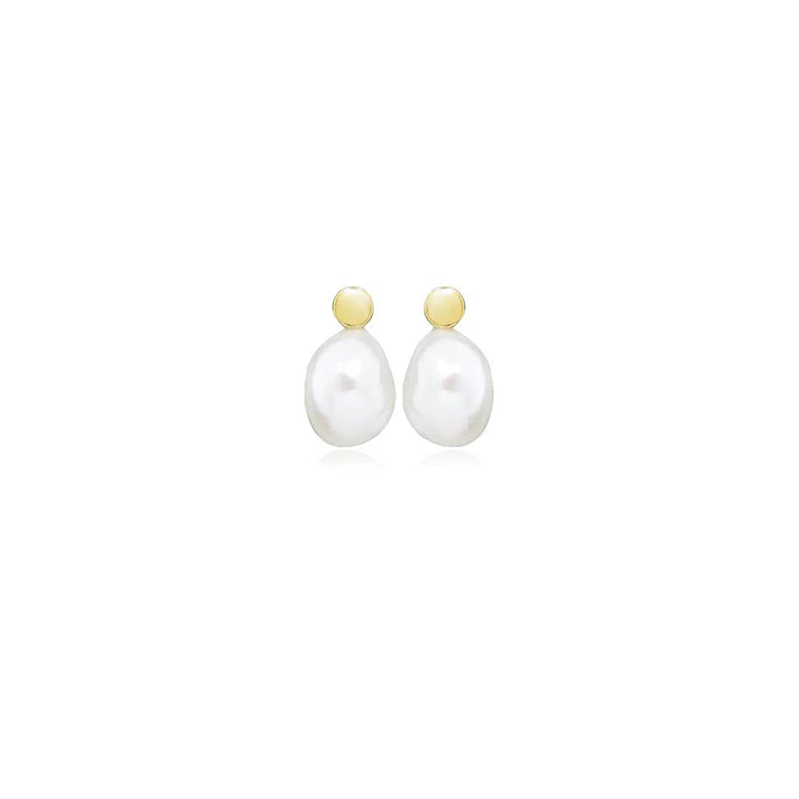 Harbour Silver Gold Plated Baroque Pearl Studs