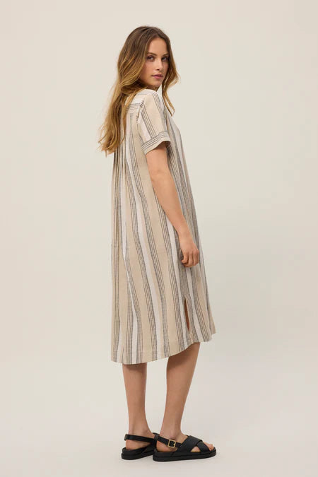 Red Green Disa Dress - Light Sand Stripe