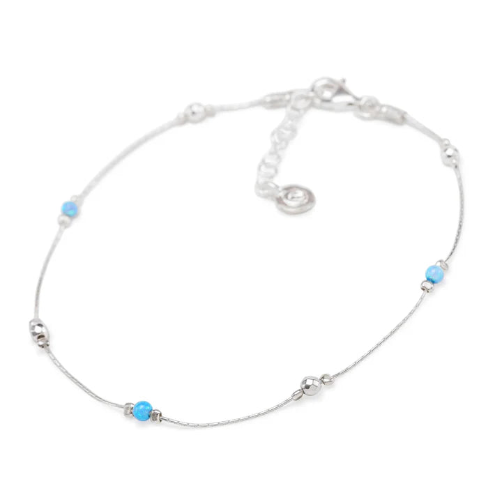 Harbour Silver Opalite Beaded Anklet