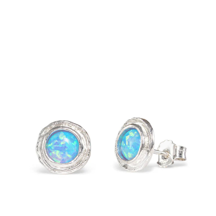 Harbour Silver Round Opalite Studs