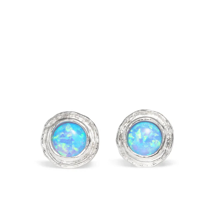 Harbour Silver Round Opalite Studs