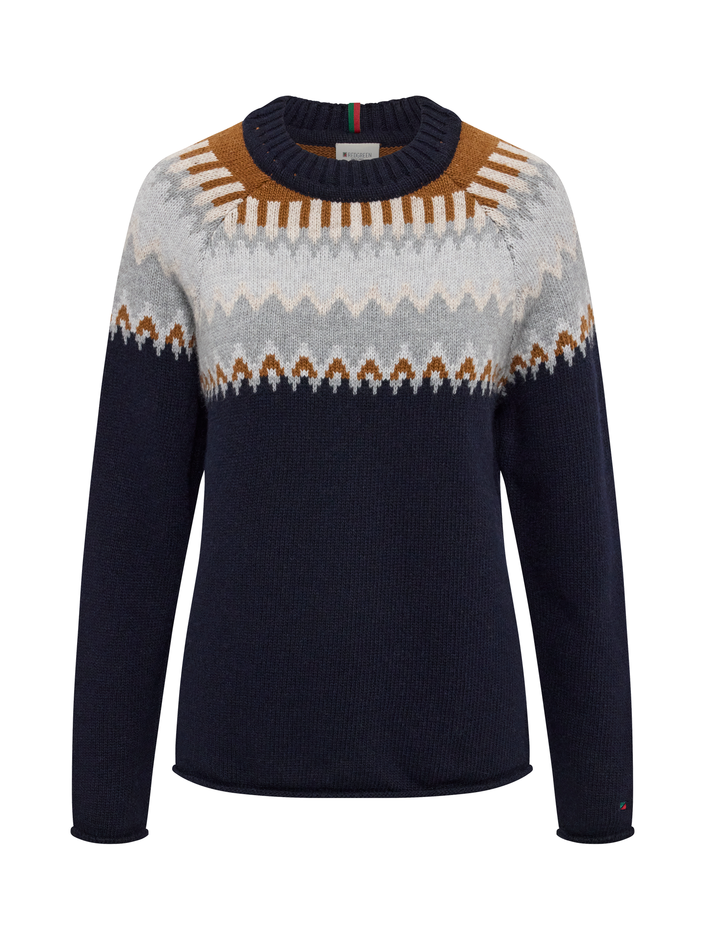 Red Green Jade Knit - Dark Navy Pattern