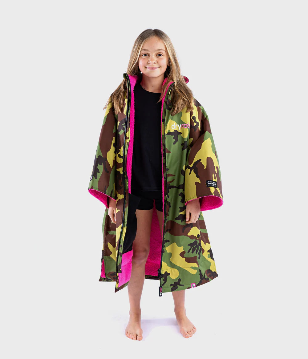 Dryrobe Advance Kids Short Sleeve - Camo/Pink