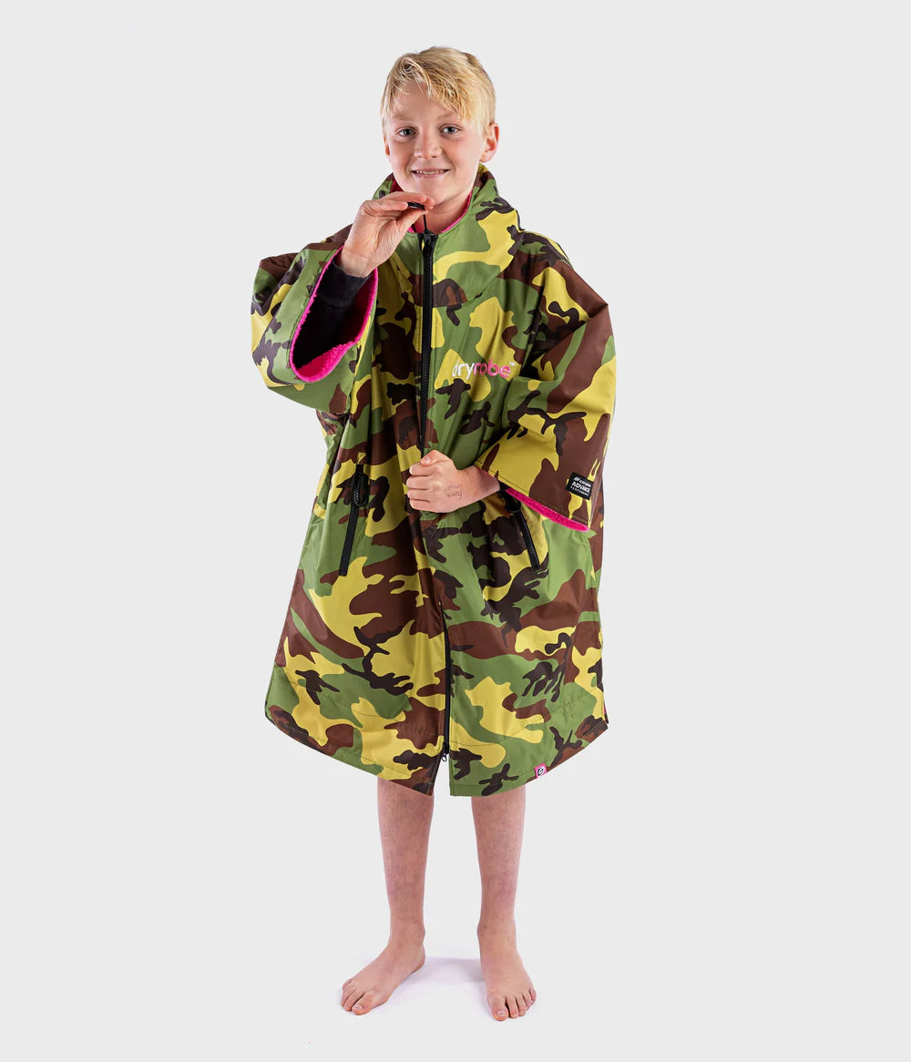 Dryrobe Advance Kids Short Sleeve - Camo/Pink