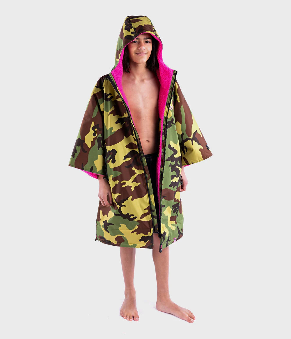 Dryrobe Advance Kids Short Sleeve - Camo/Pink