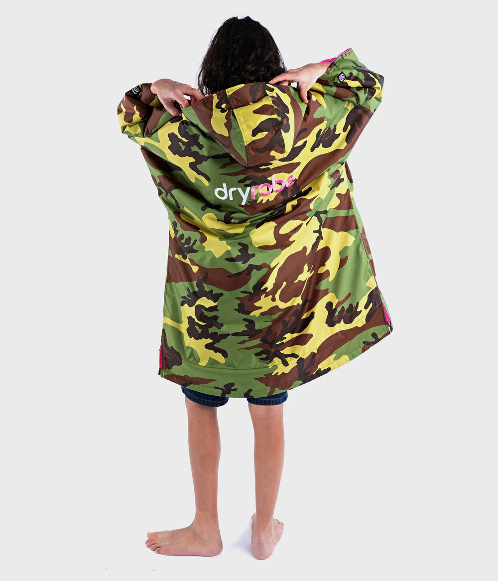 Dryrobe Advance Kids Short Sleeve - Camo/Pink