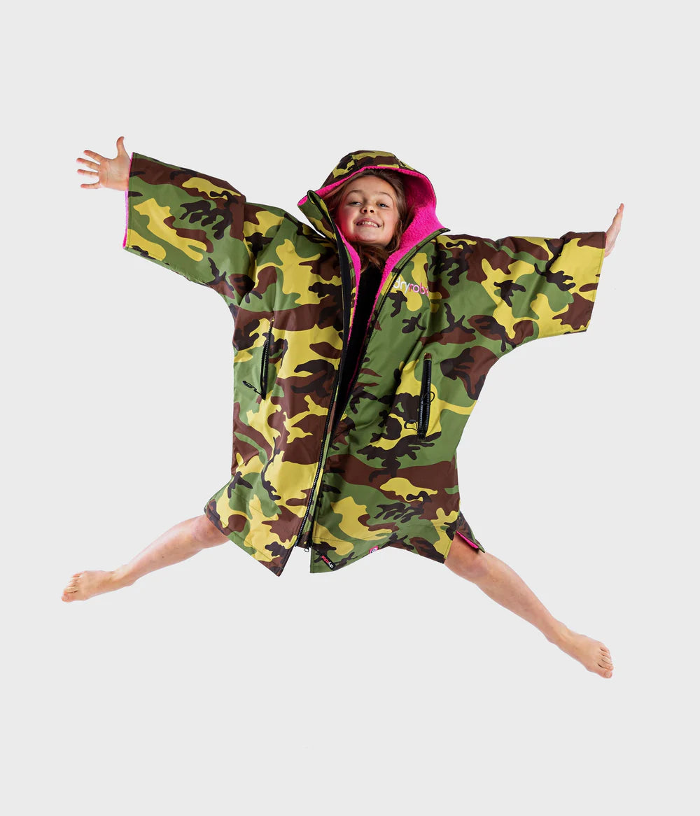 Dryrobe Advance Kids Short Sleeve - Camo/Pink