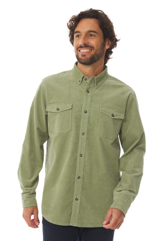 Mousqueton Brezhon Corduroy Mens Shirt - Matcha