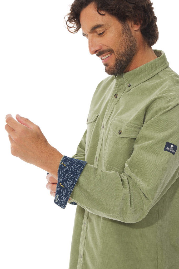 Mousqueton Brezhon Corduroy Mens Shirt - Matcha