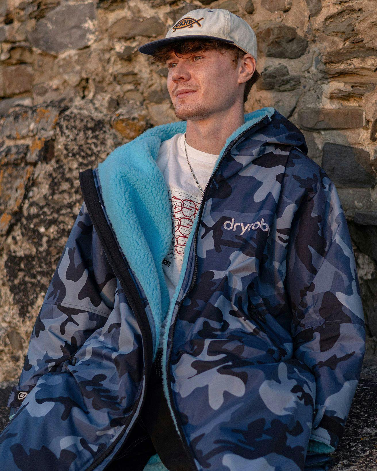 dryrobe Advance Long Sleeve - Blue Camo/Blue