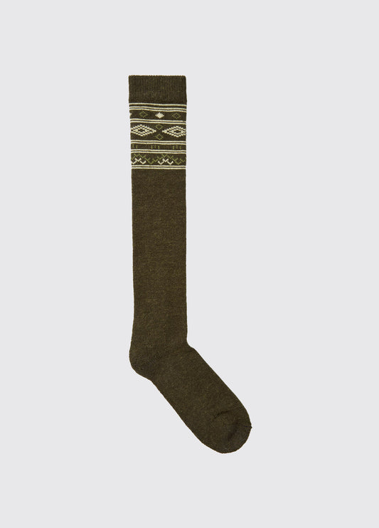 Dubarry Rolestown  Fair Isle Alpaca Socks - Olive