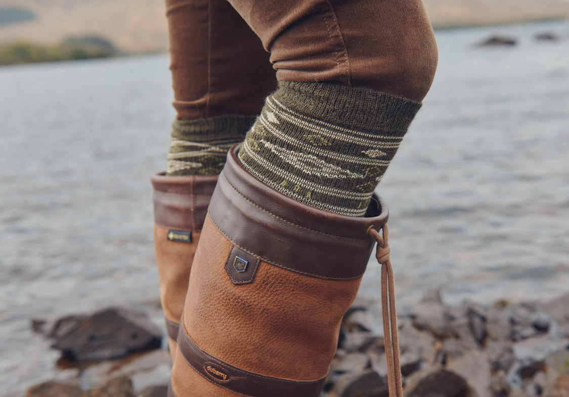 Dubarry Rolestown  Fair Isle Alpaca Socks - Olive