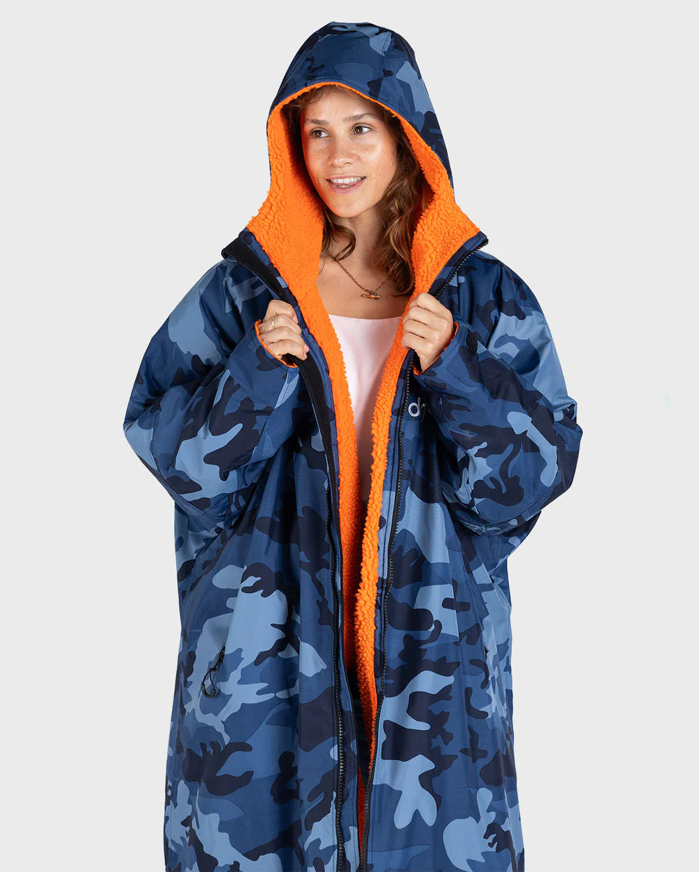 dryrobe Advance Long Sleeve - Blue Camo/Orange