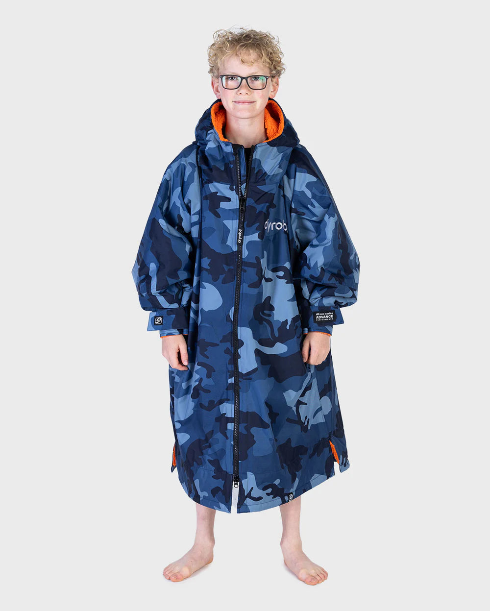 dryrobe Advance Kids Long Sleeve - Blue Camo/Orange