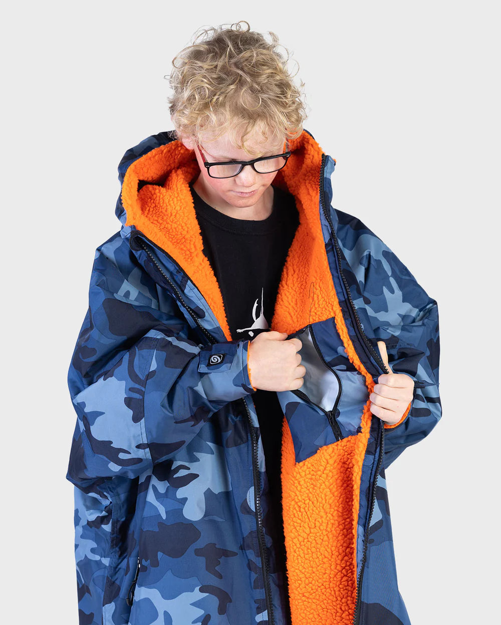 dryrobe Advance Kids Long Sleeve - Blue Camo/Orange