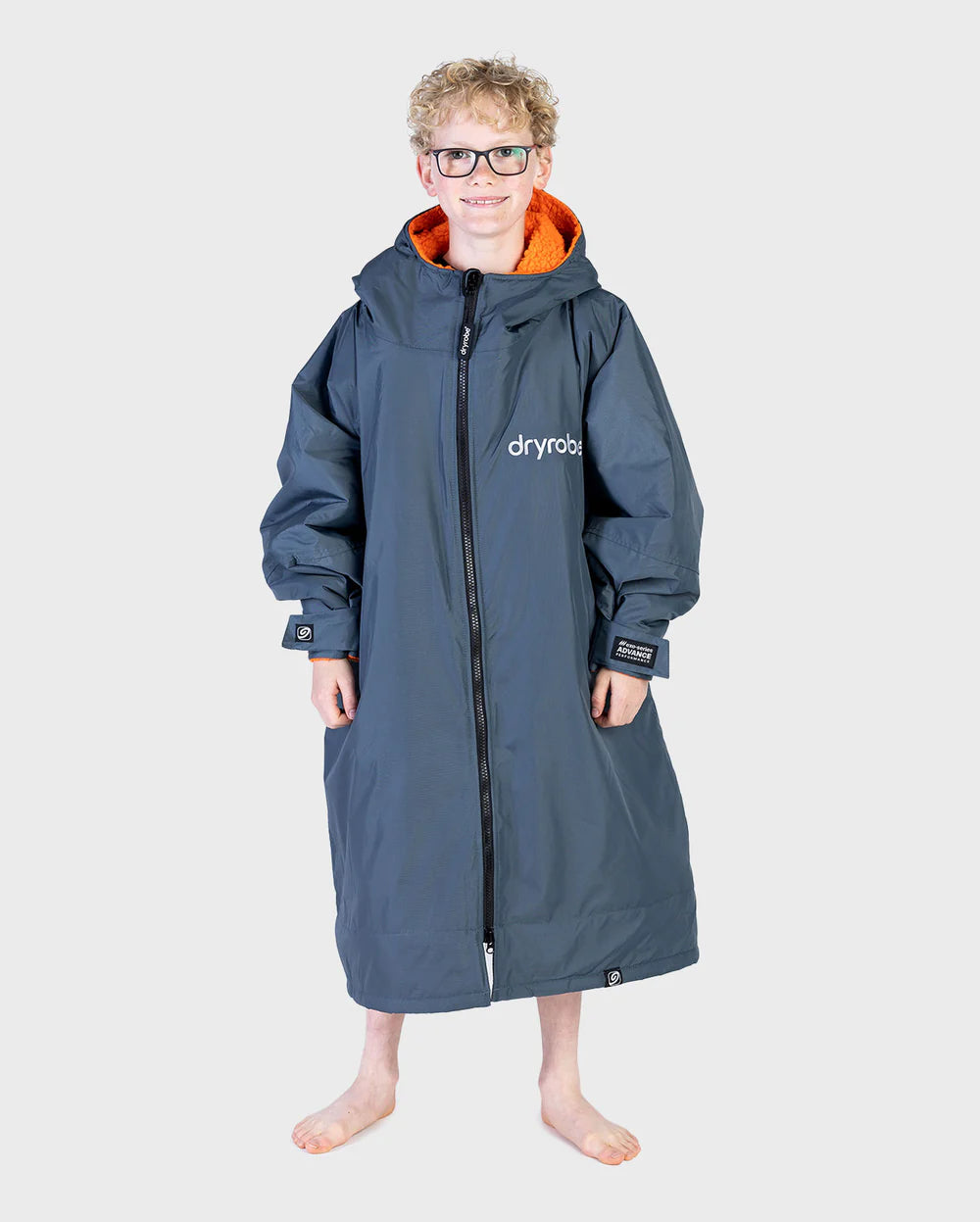 dryrobe Advance Kids Long Sleeve - Dark Grey / Orange