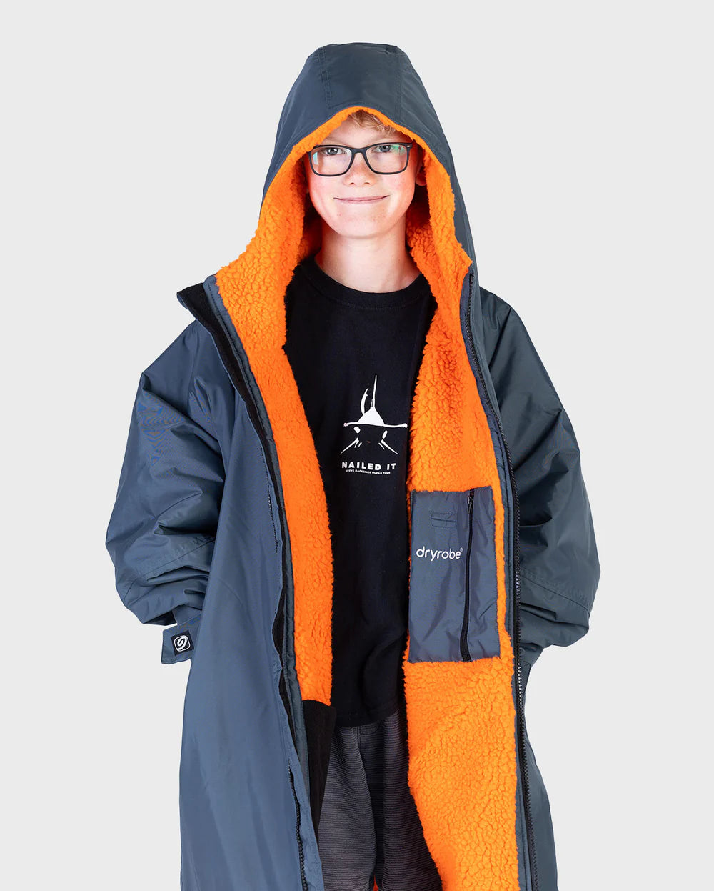 dryrobe Advance Kids Long Sleeve - Dark Grey / Orange