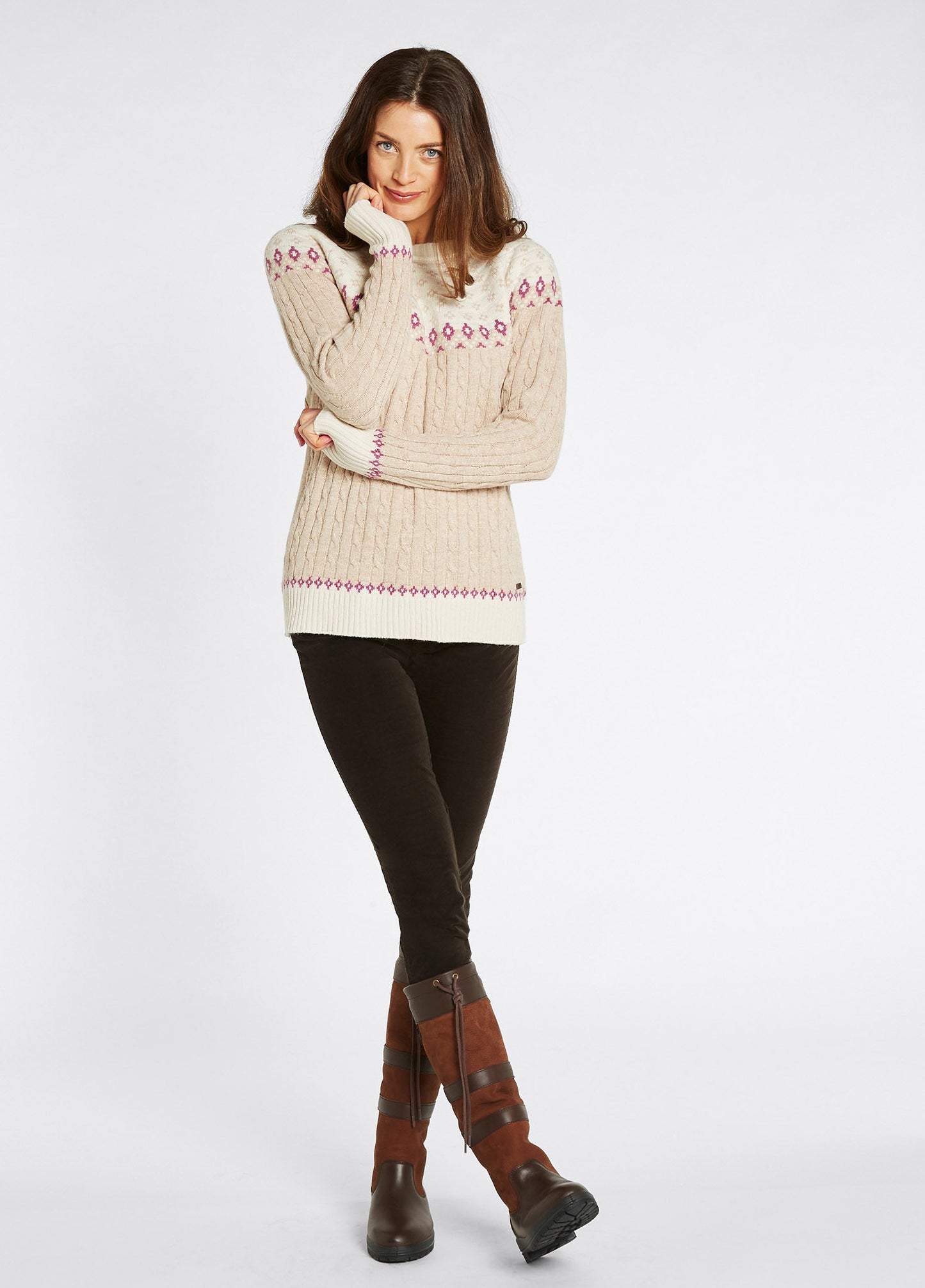 Dubarry Thornfield Womens Fair Isle Knit - Oat