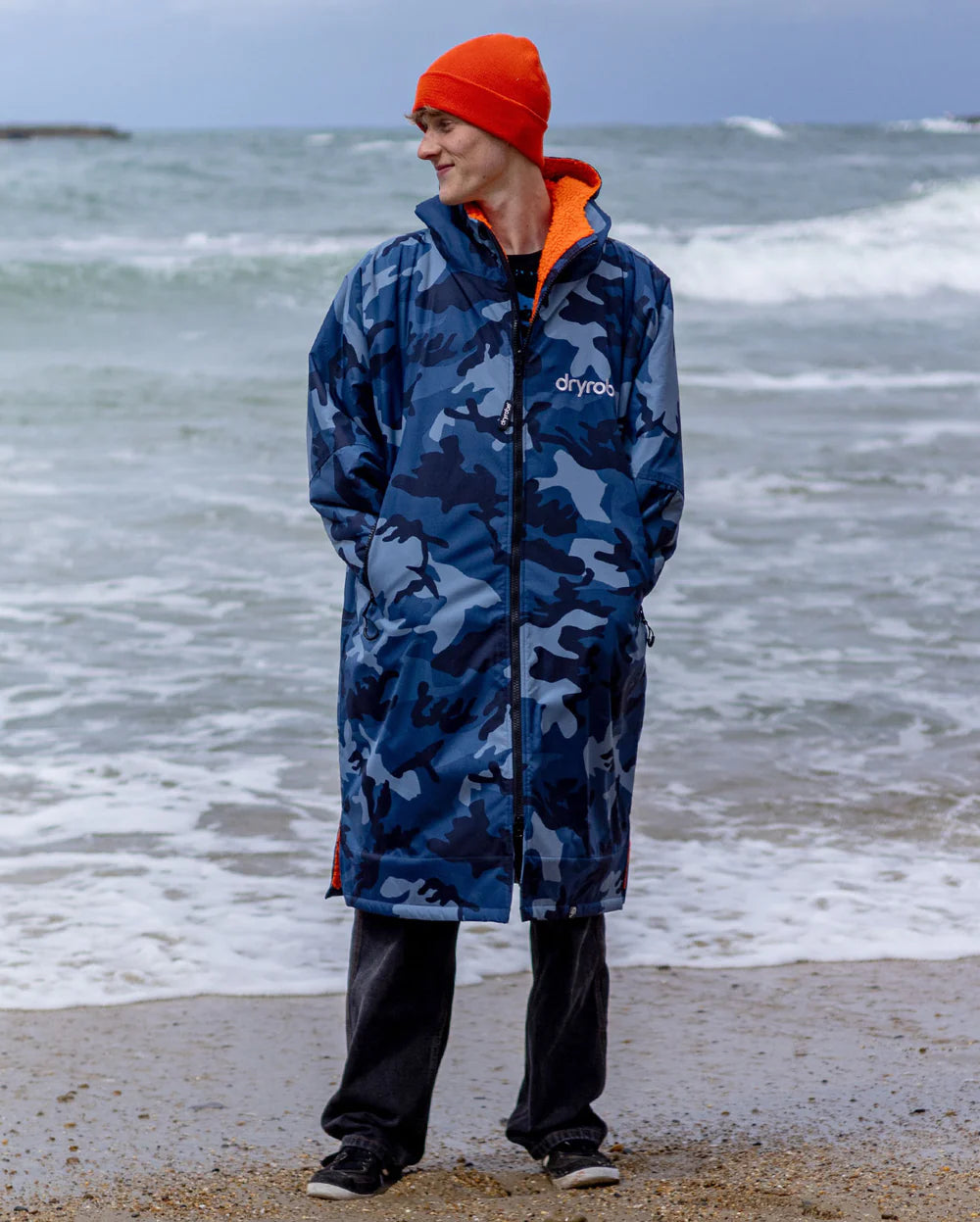 dryrobe Advance Long Sleeve - Blue Camo/Orange