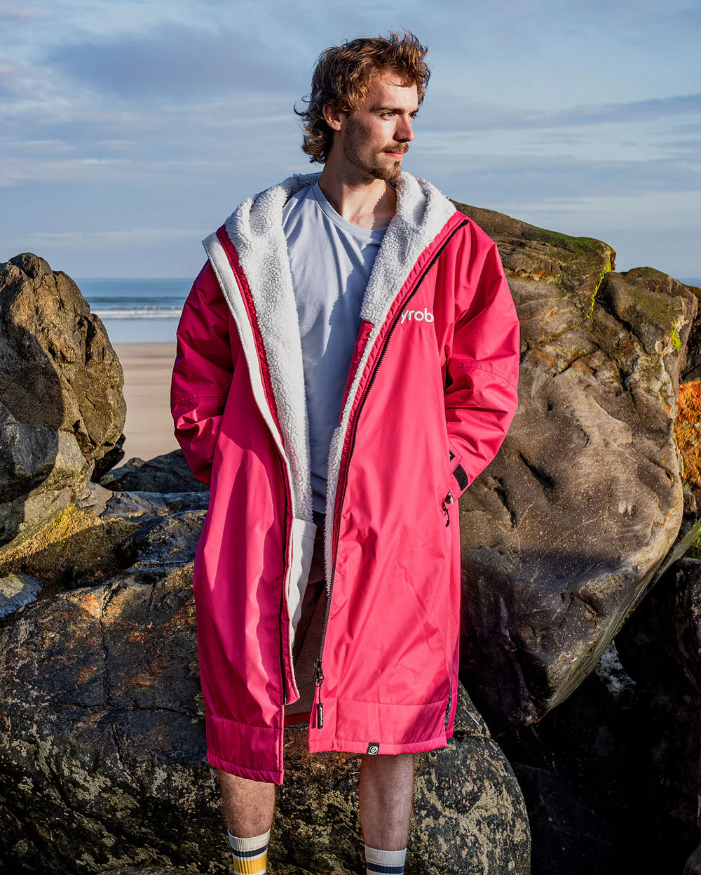 dryrobe Advance Long Sleeve - Pink / Light Grey