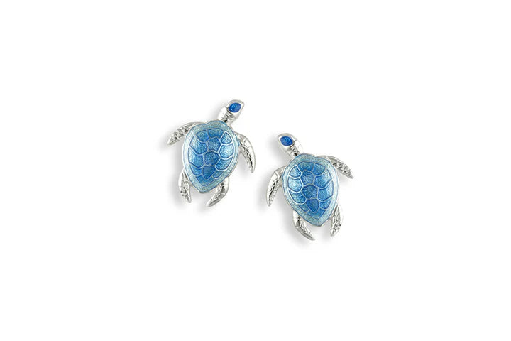 Harbour Silver Blue Turtle Stud Earrings