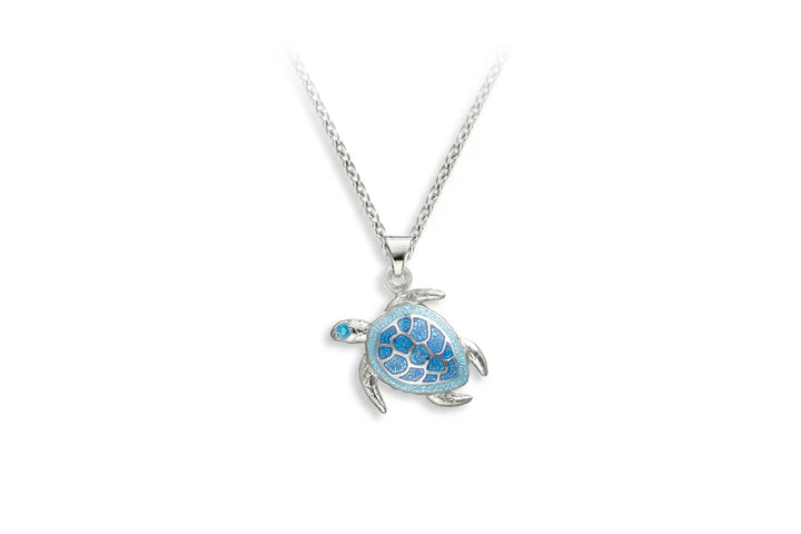 Harbour Silver Blue Turtle Pendant Necklace