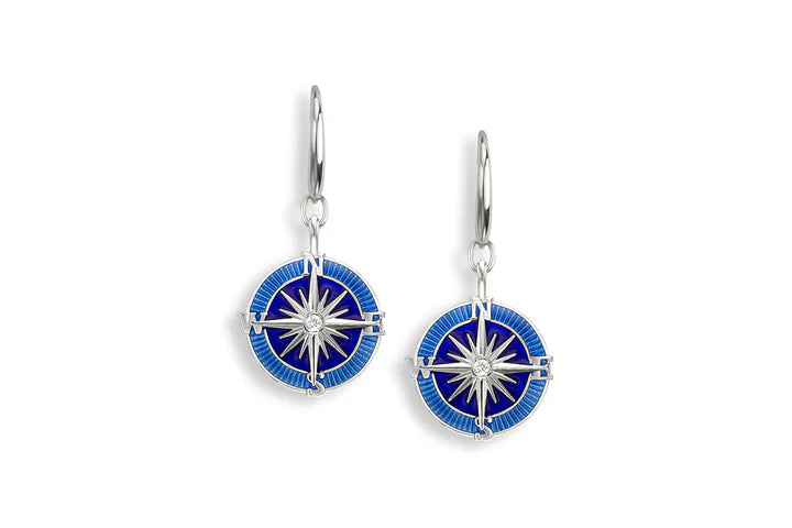 Harbour Silver Blue Compass Drop Earrings